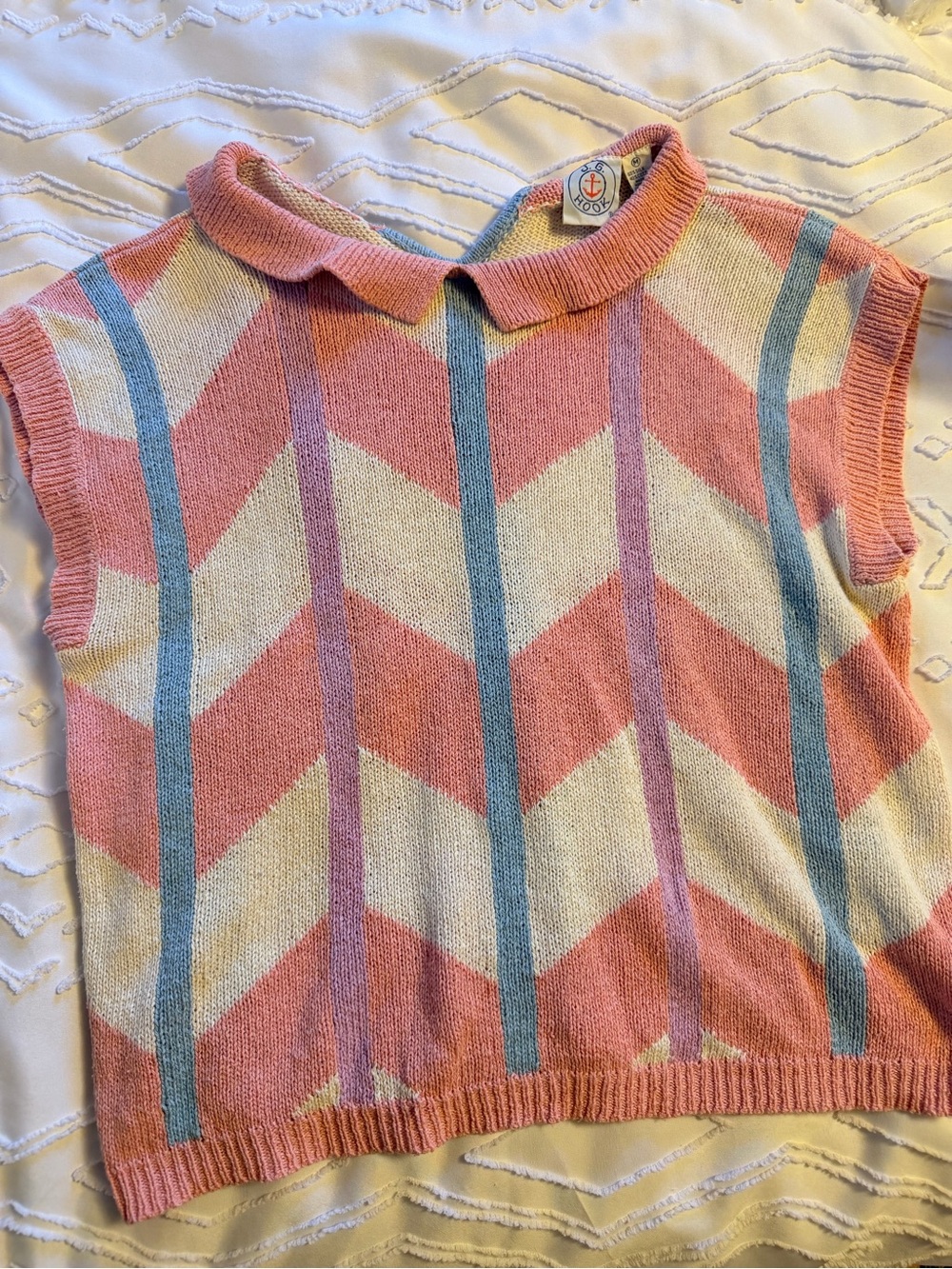 Pastel Chevron Collared Sleeveless Sweater - Multicolor